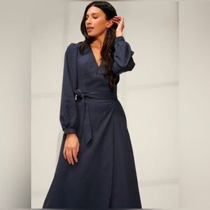 NWT Emma Knudsen Reece Wrap Dress in Navy Size XS